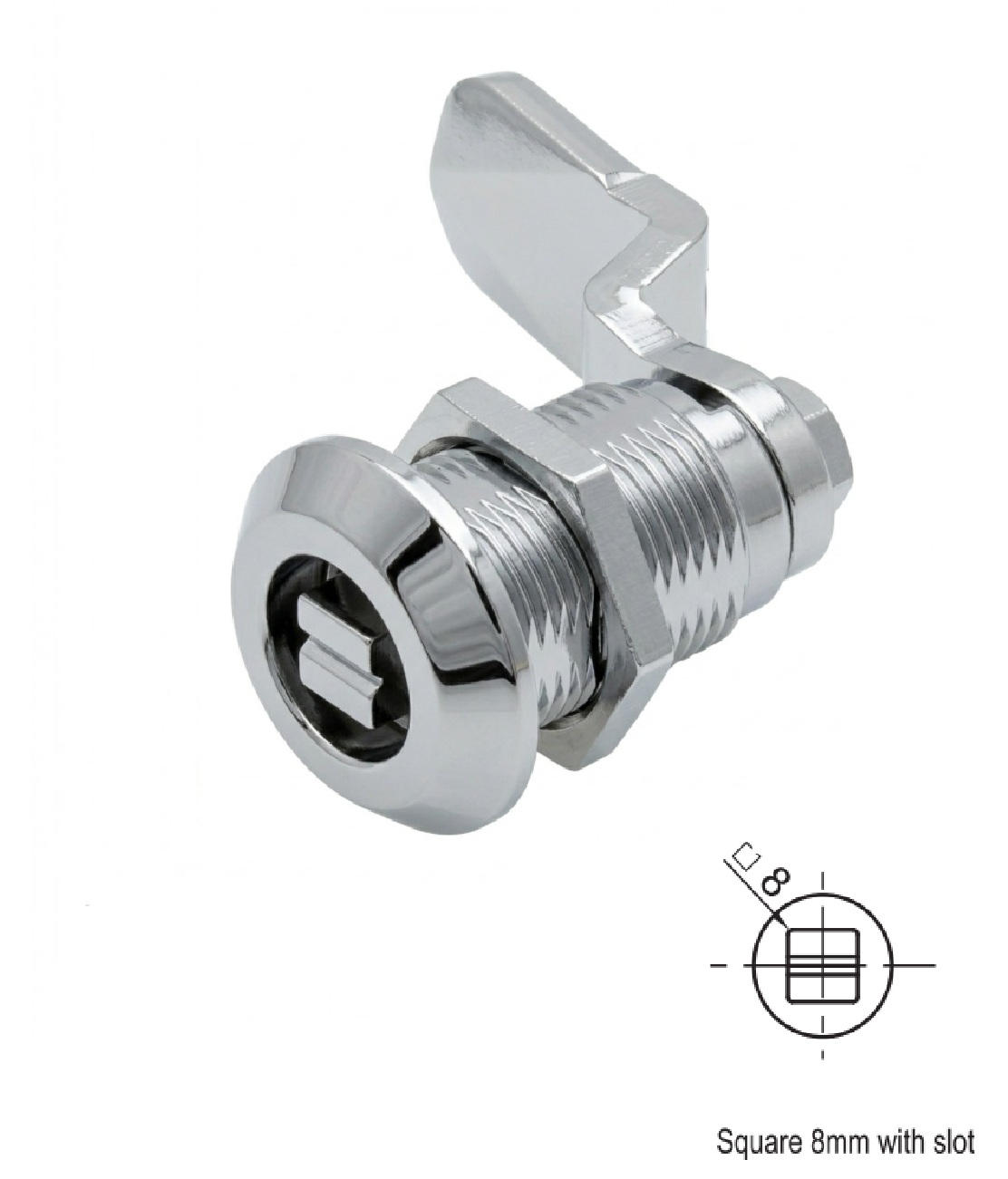 Fecho Zamak Quadra 8mm C/ Fenda CR L=30