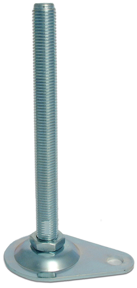 Pé em Aço Zincado, Estampado, Articulado/Fixo, Fixação ao Solo, 1 Furo, Antiderrapante