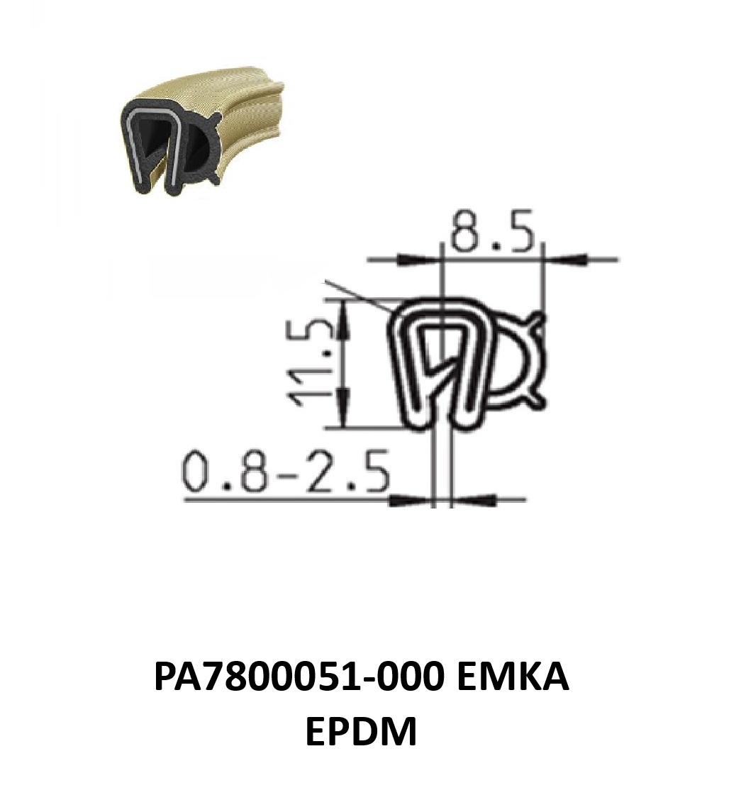 Perfil Borracha Condutivo 11.5x8.5 - EPDM