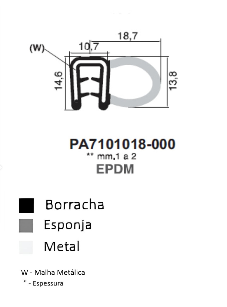 Perfil Borracha 14,6x18,7 - EPDM