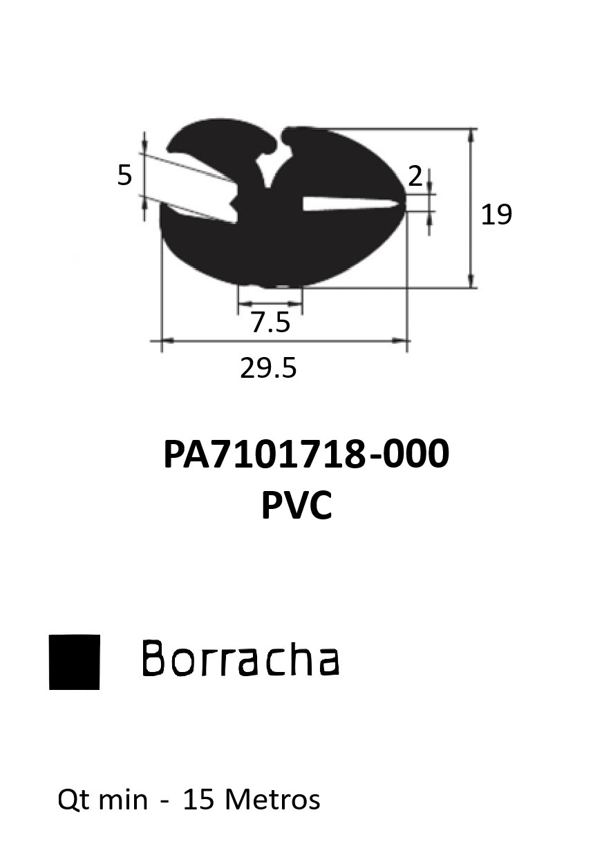 Perfil Borracha para Janela 19x29.5- EPDM
