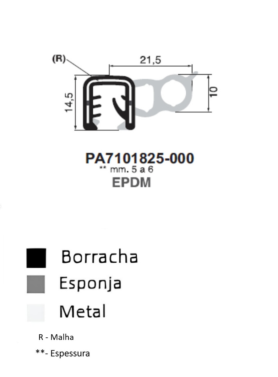 Perfil Borracha  14.5x21.5 - EPDM