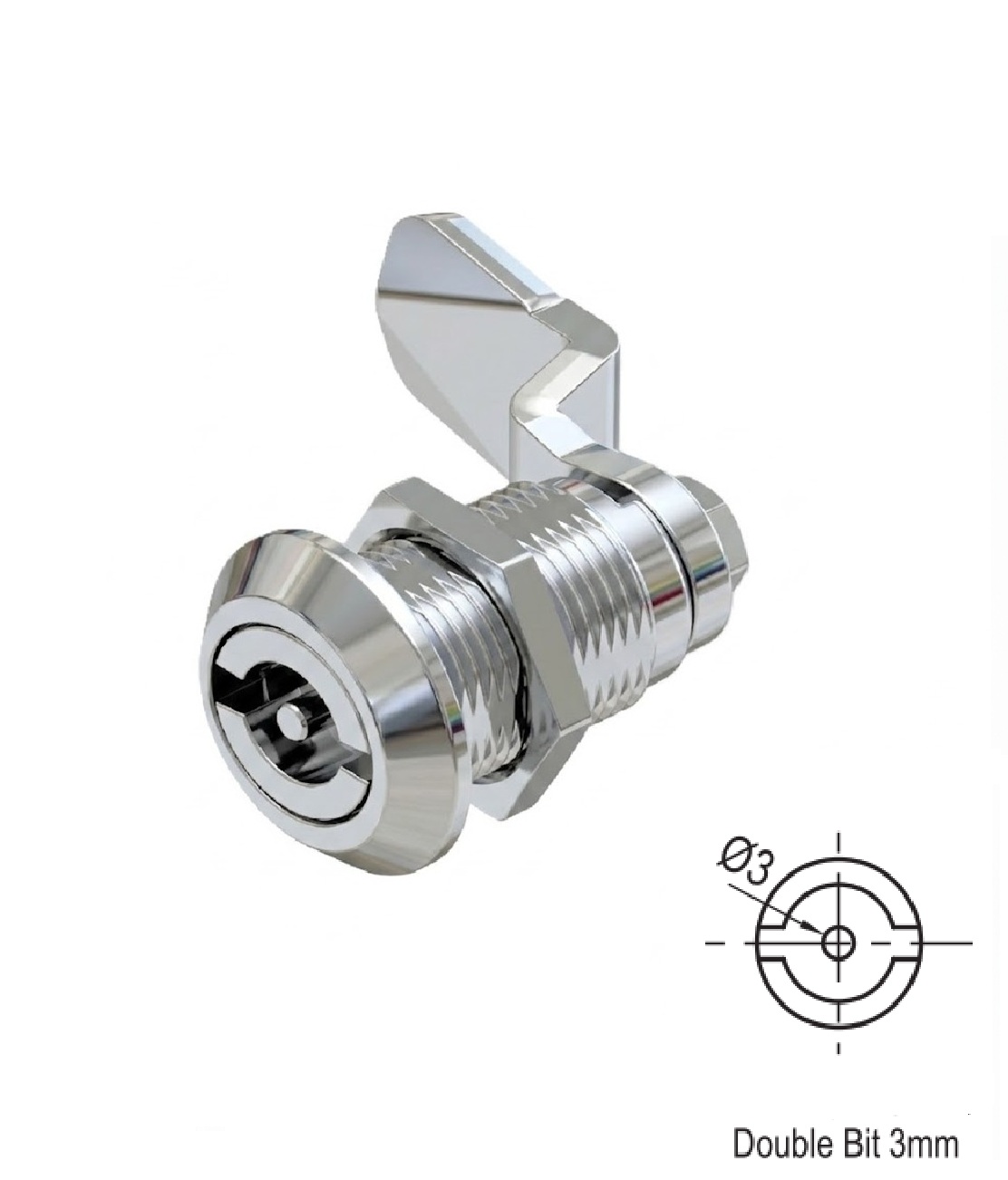 Fecho Zamak Double Bit 3mm CR L=40
