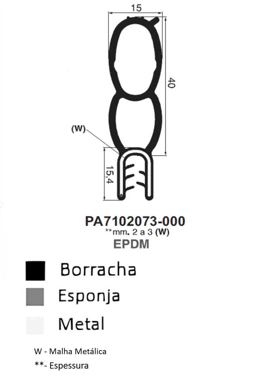 Perfil Borracha  15.4x15 - EPDM