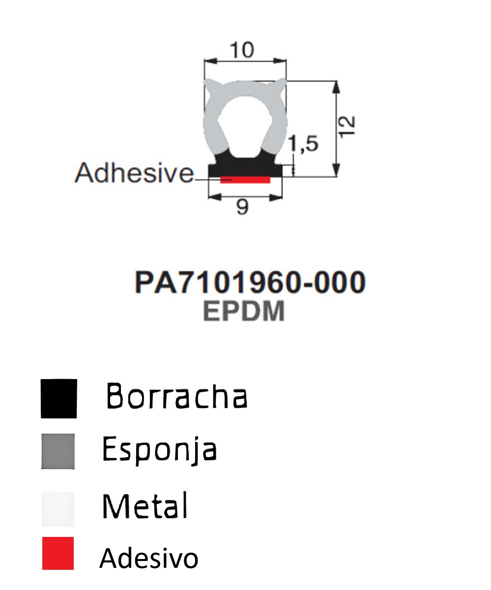 Perfil De Borracha c/ Adesivo