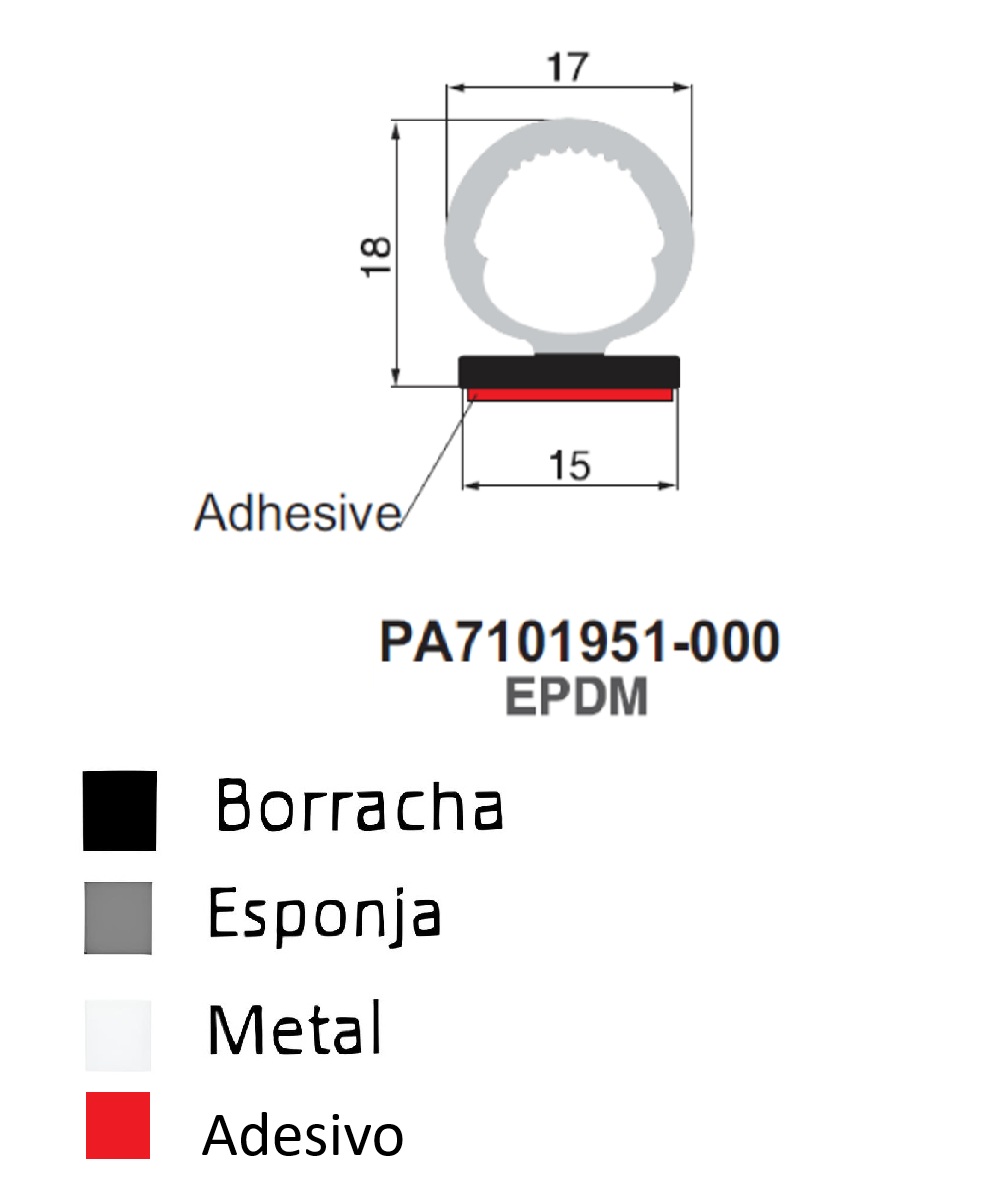 Perfil De Borracha c/ Adesivo
