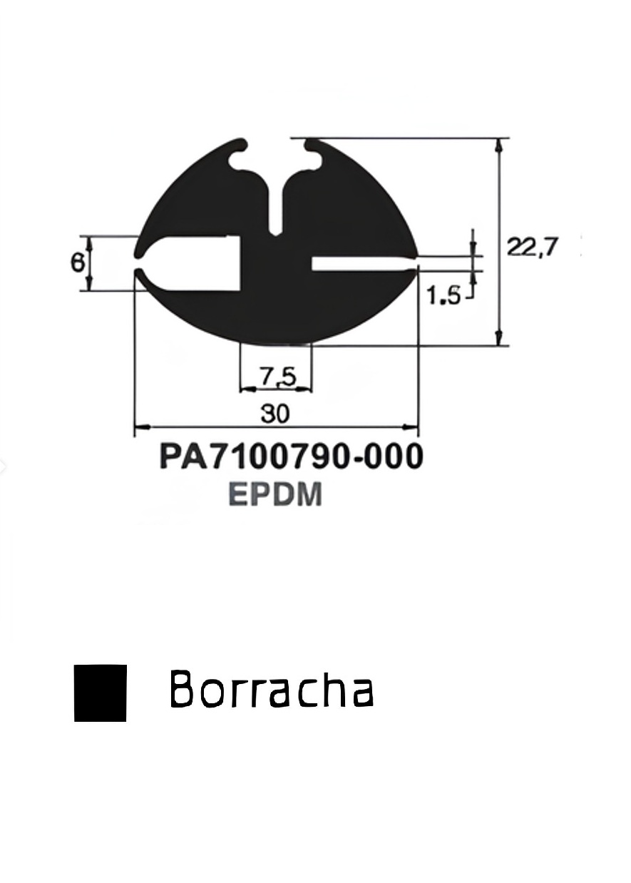 Perfil Borracha para Janela 22.7x30- EPDM