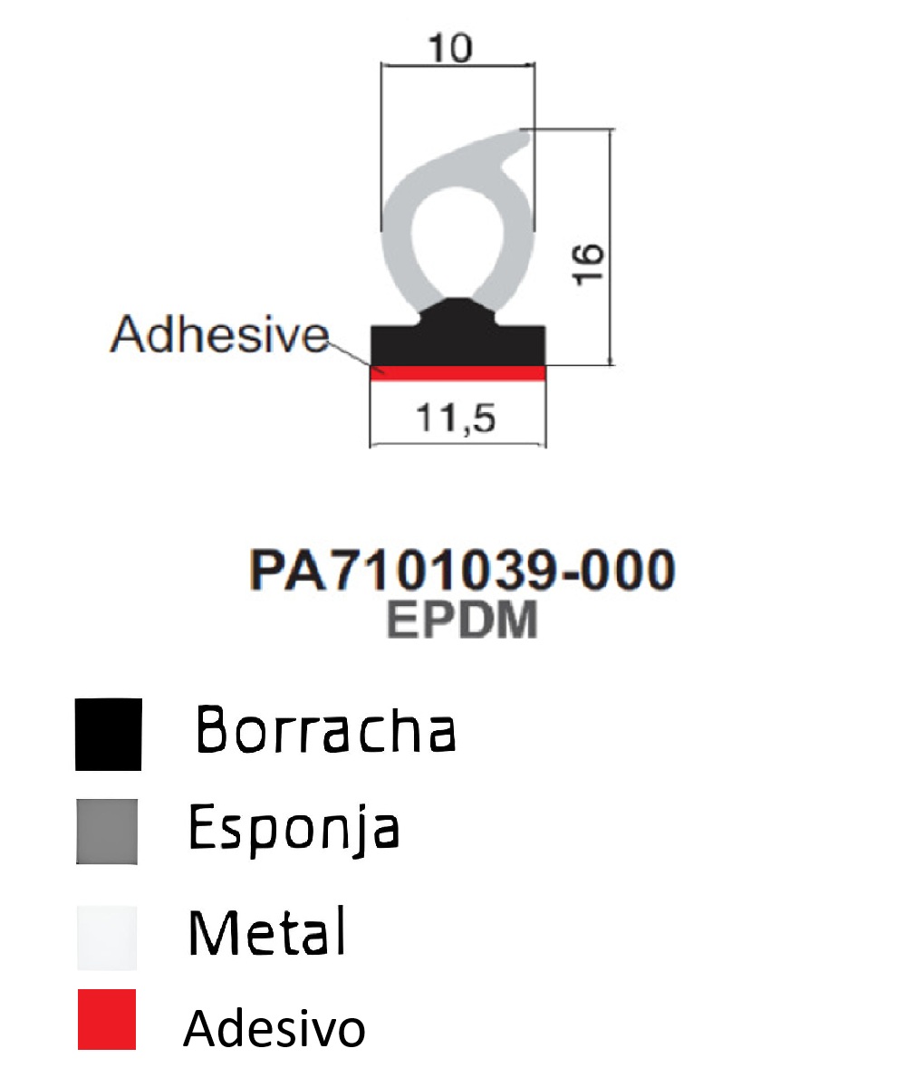 Perfil De Borracha c/ Adesivo