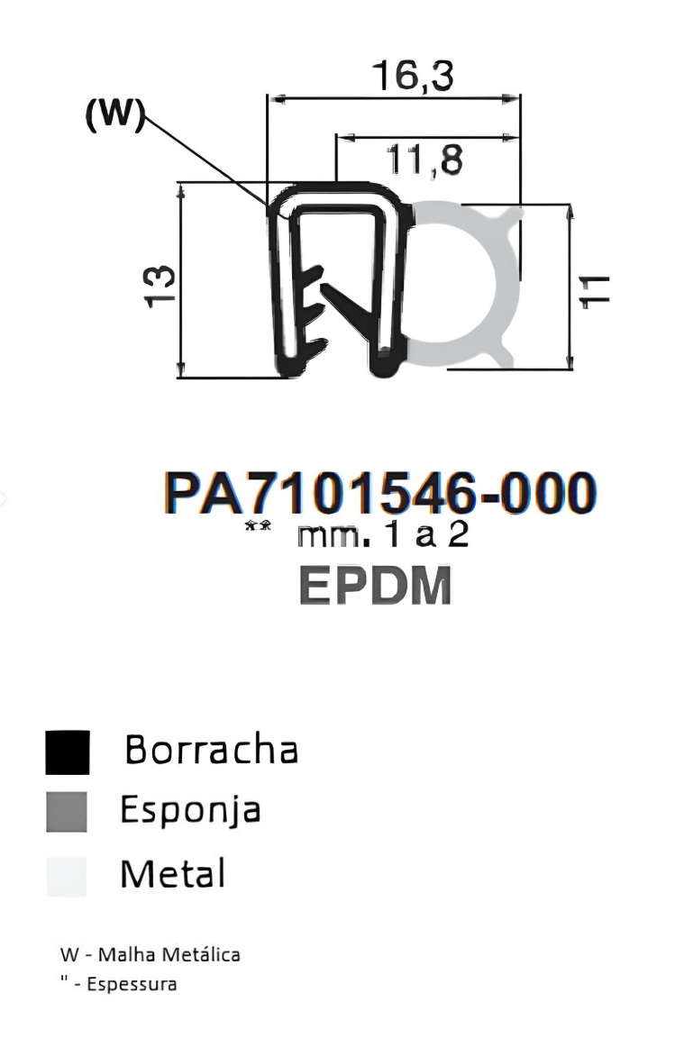 Perfil Borracha 13x11.8 - EPDM