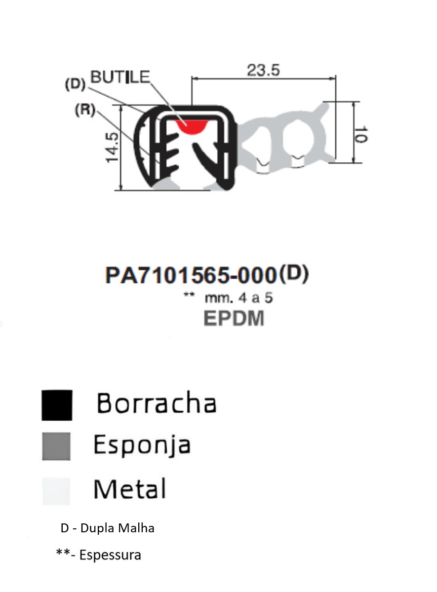 Perfil Borracha  14.5x23.5 - EPDM