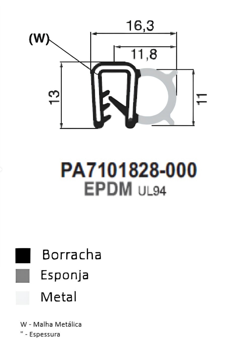 Perfil Borracha 13x11.8 - EPDM UL94