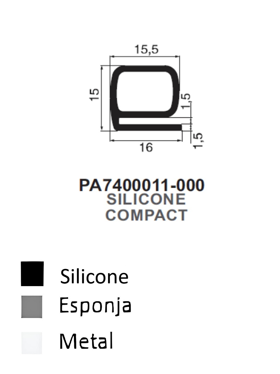 Perfil em Silicone Compacto 15x16