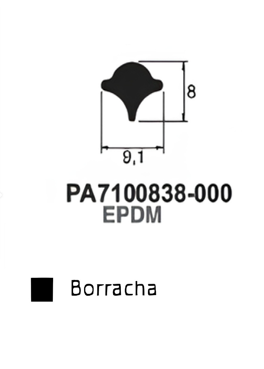 Perfil de Borracha para janelas 8x9.1