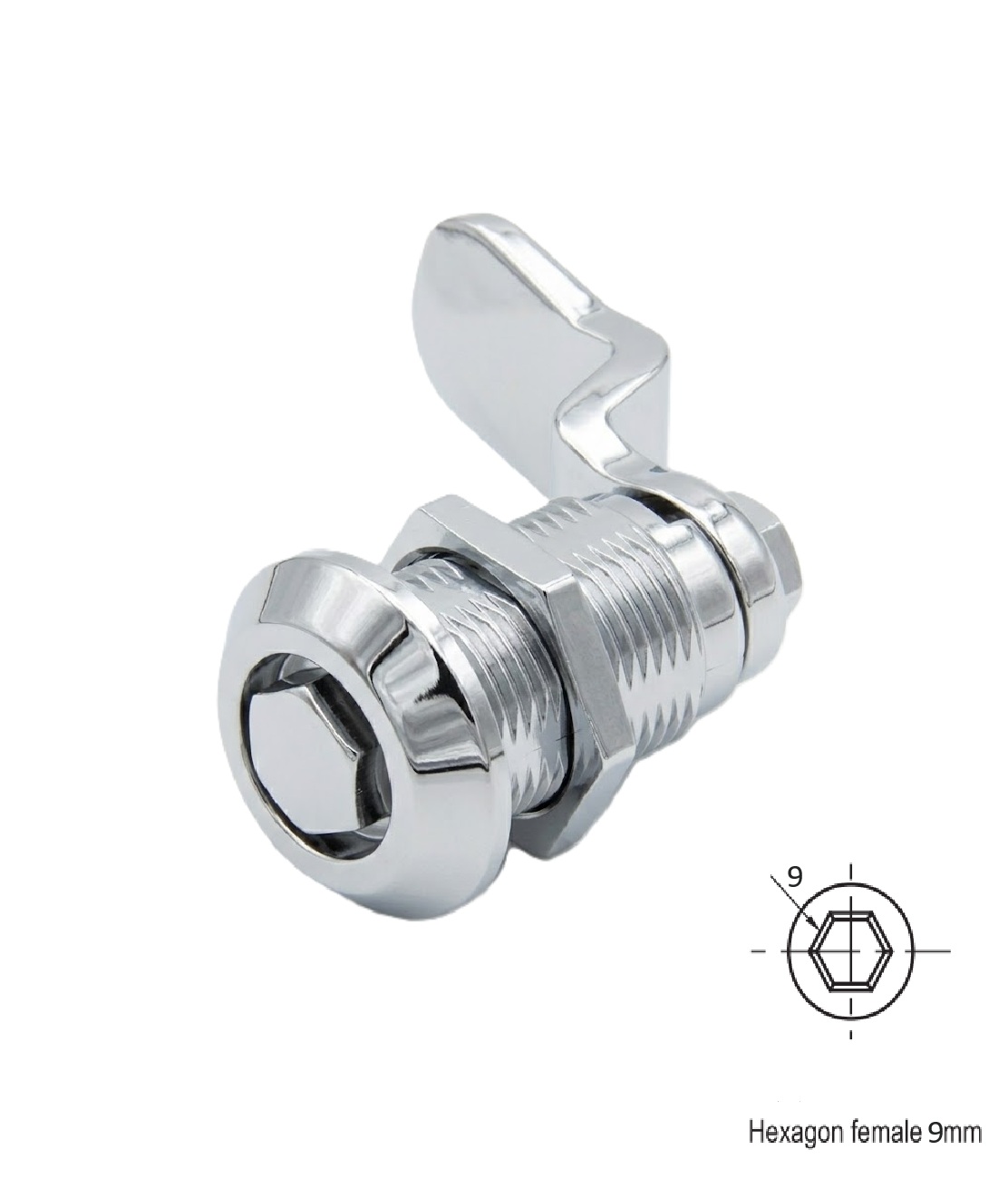 Fecho Zamak  Hexagona Femea 9mm CR L=60