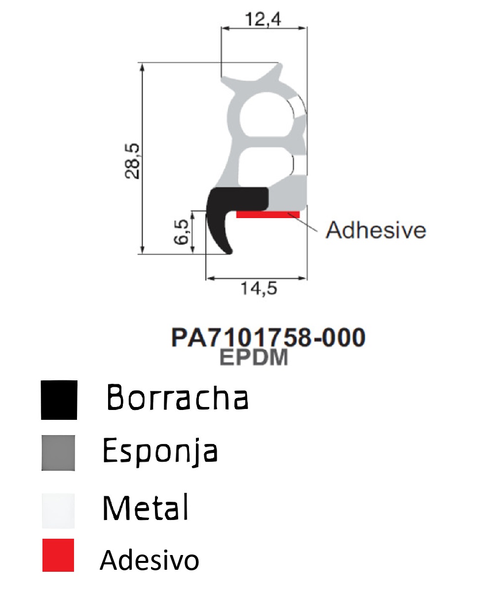 Perfil De Borracha c/ Adesivo