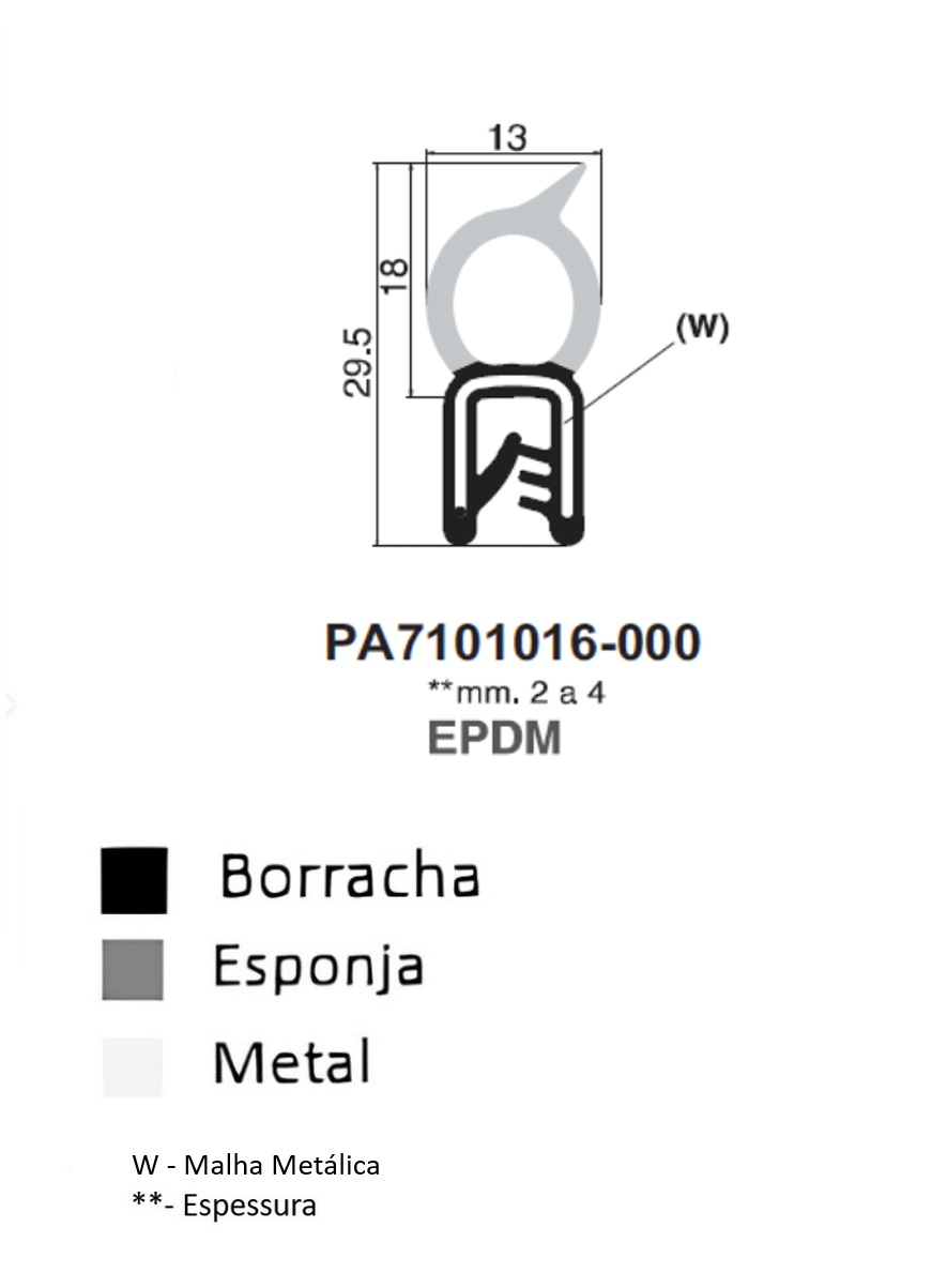 Perfil Borracha 29.5x13 - EPDM