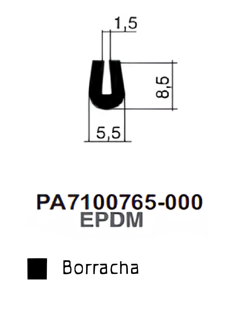 Perfil Borracha Sólido 8.5x5.5-EPDM