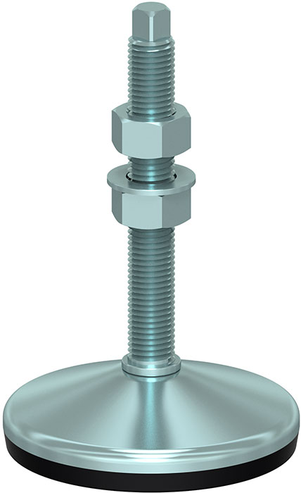 Zinc Steel Anti-Vibration Foot, Articulated Screw, Vulcanized Rubber