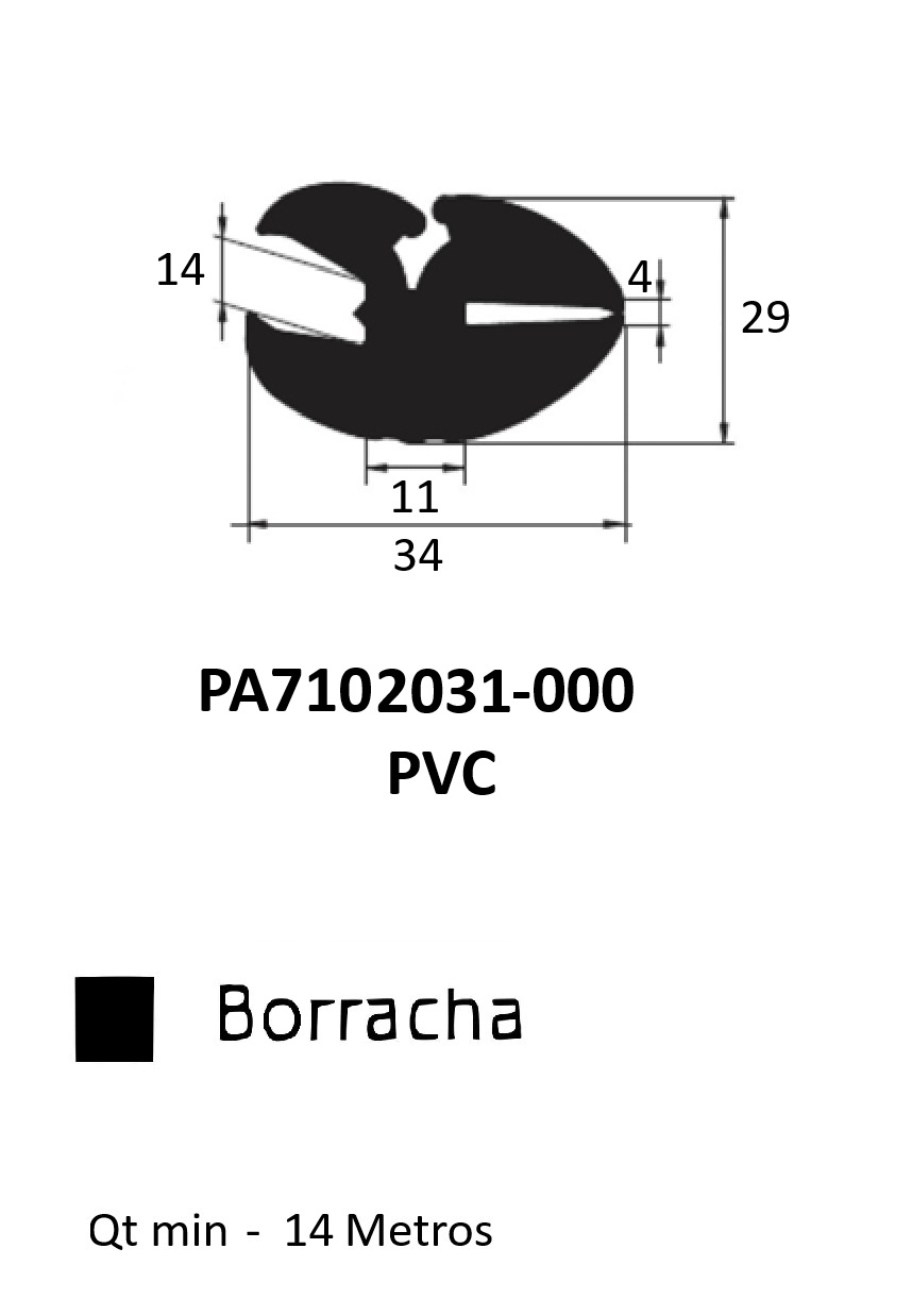 Perfil Borracha para Janela 29x34- EPDM