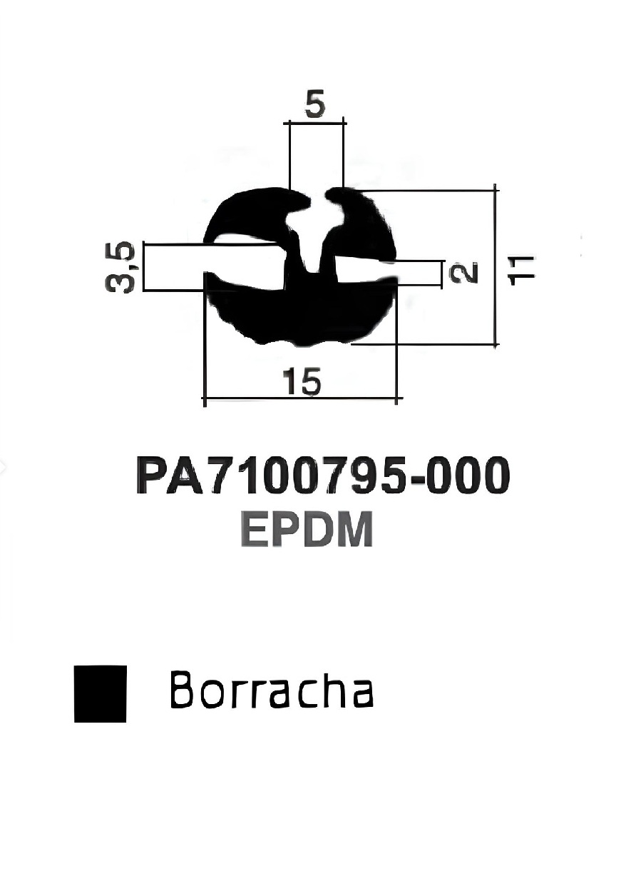 Perfil Borracha para Janela 11x15- EPDM