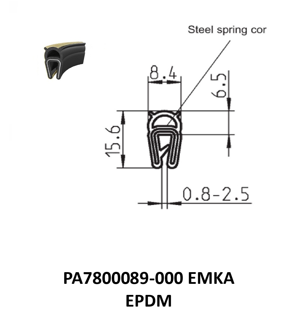 Perfil Borracha Condutivo 15.6x8.4 - EPDM