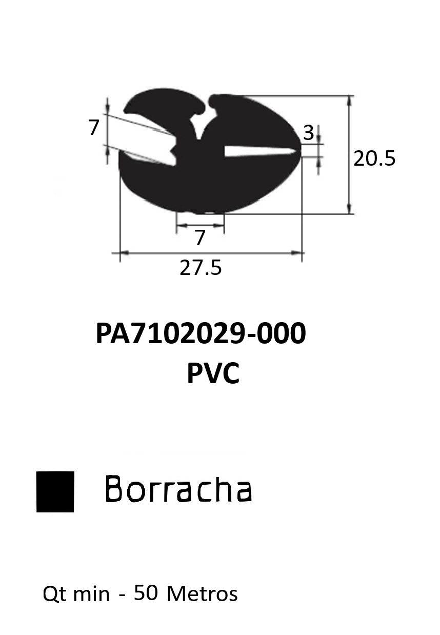 Perfil Borracha para Janela 20.5x27.5- EPDM