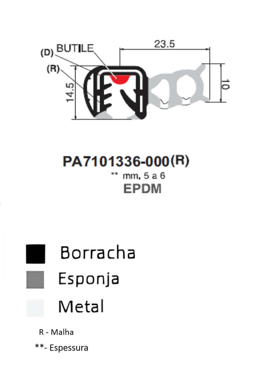 Perfil Borracha  14.5x23.5 - EPDM