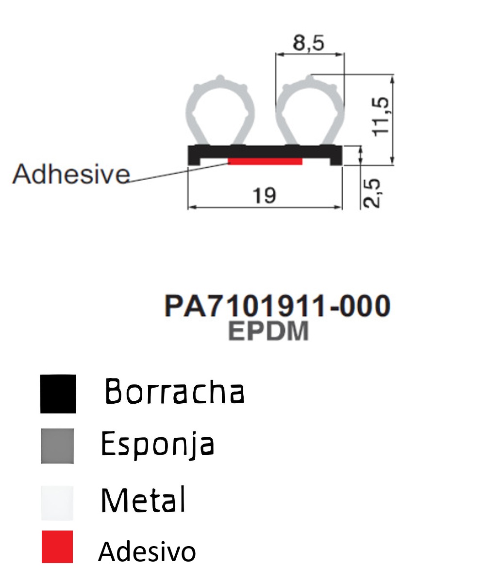Perfil De Borracha c/ Adesivo