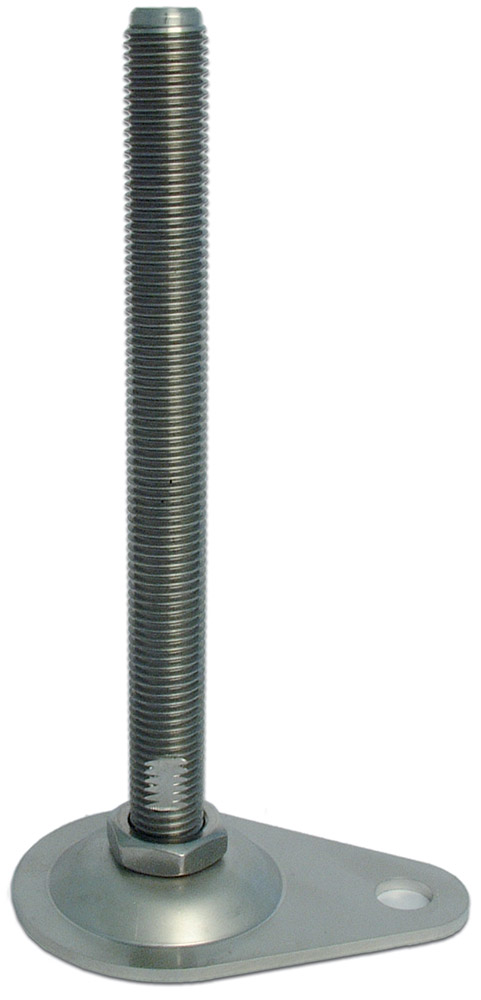 Pé em Aço Inoxidável, Estampado, Articulado/Fixo, Fixação ao Solo, 1 Furo, Antiderrapante
