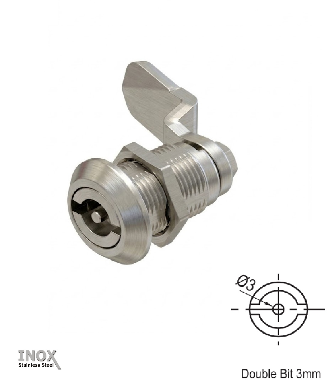 Fecho Zamak Double bit 3mm INOX L=30