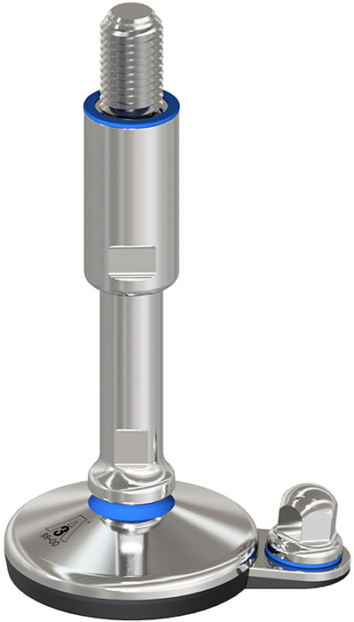 Hygienic Machine Foot 3A, Vulcanized, Bolt/Down