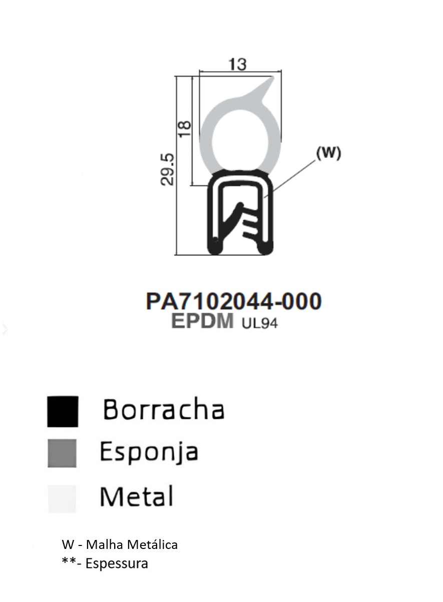 Perfil Borracha 29.5x13 - EPDM UL94