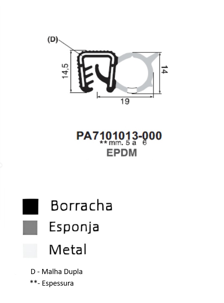 Perfil Borracha  14.5x19 - EPDM