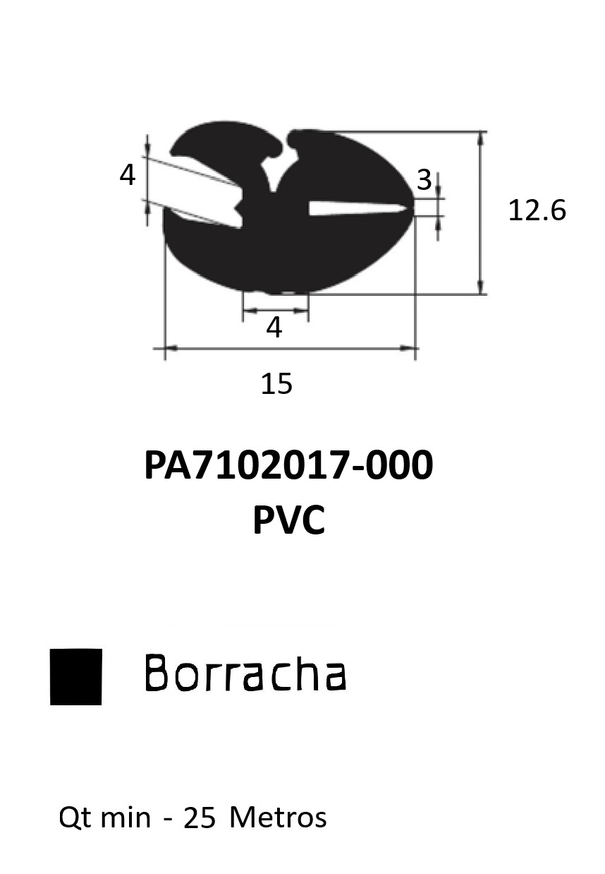 Perfil Borracha para Janela 12.6x15- EPDM
