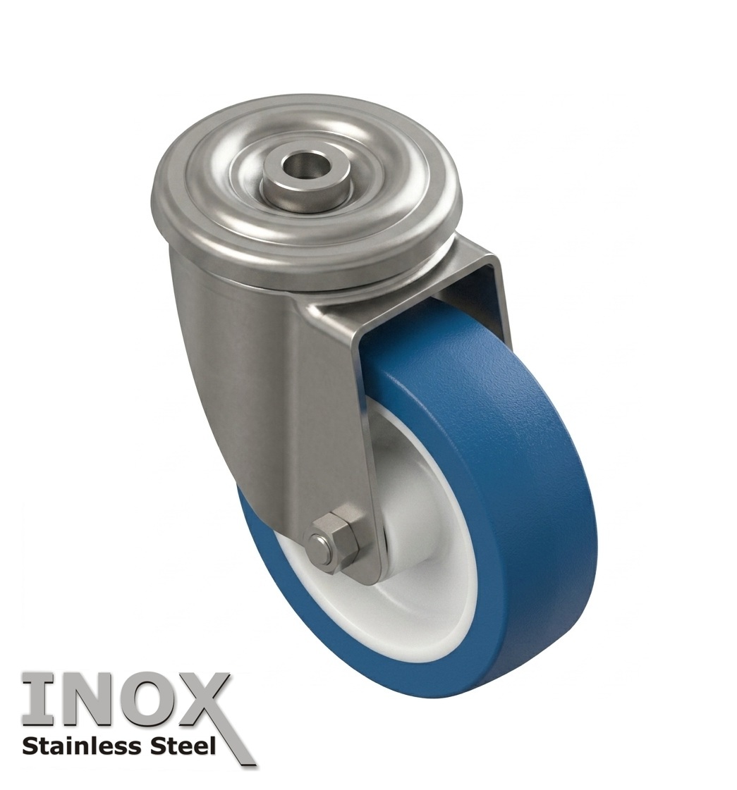 RODIZIO AZUL GIRATORIO BASE REDONDA INOX                                                  RODIZIO AZUL GIRATORIO BASE REDONDA ZINC