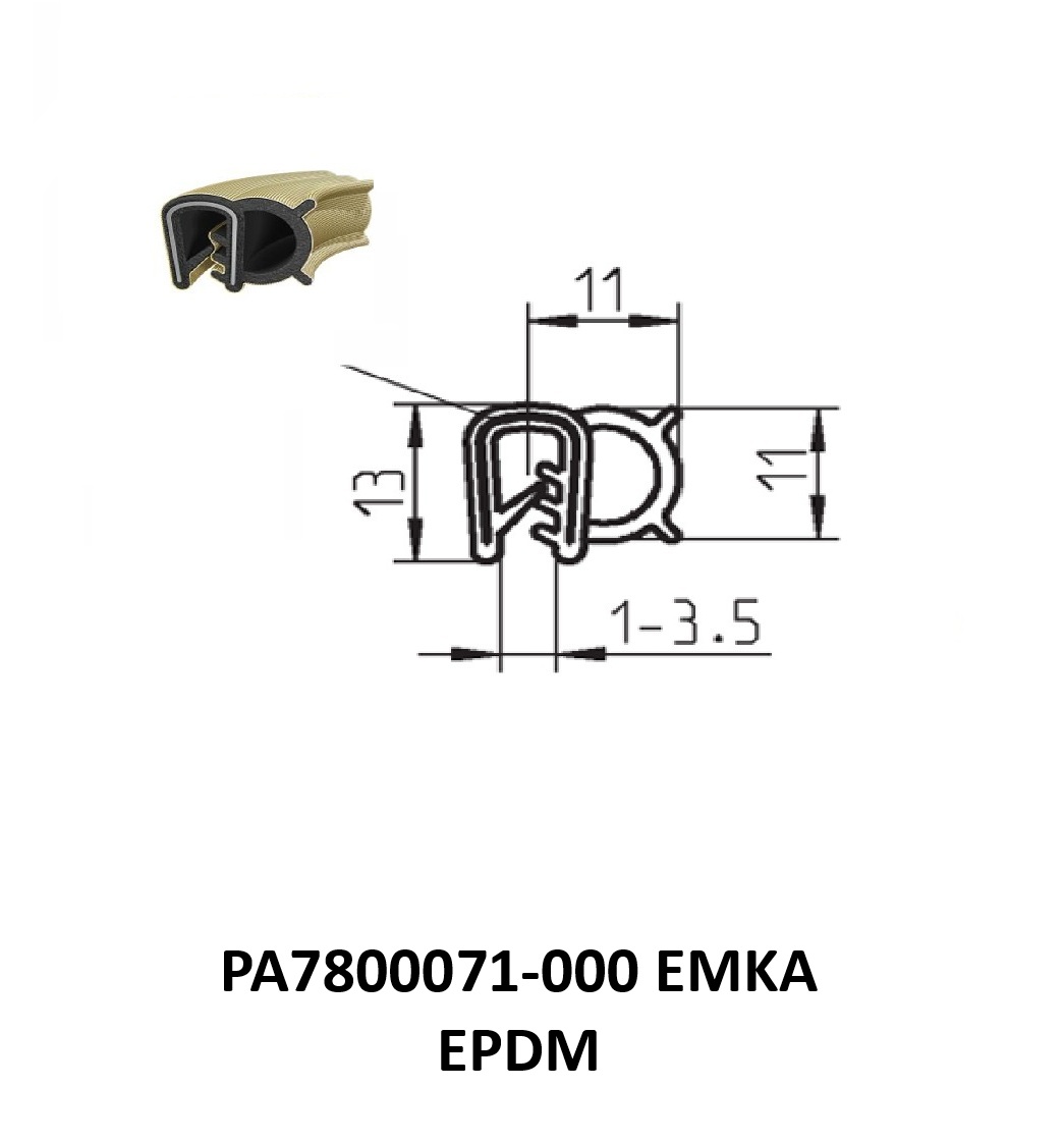 Perfil Borracha Condutivo 13x11 - EPDM