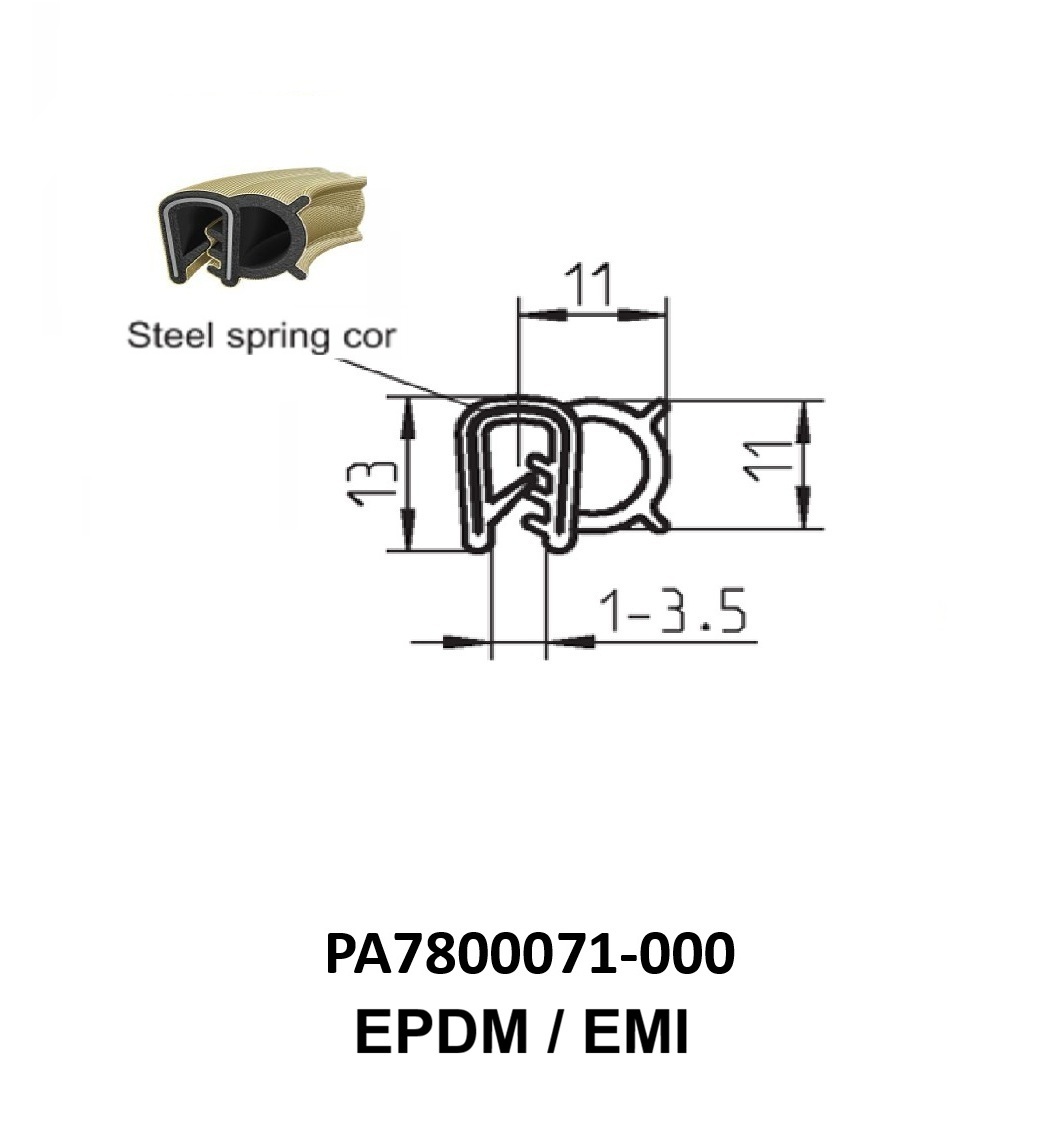 Perfil Borracha Condutivo 13x11 - EPDM