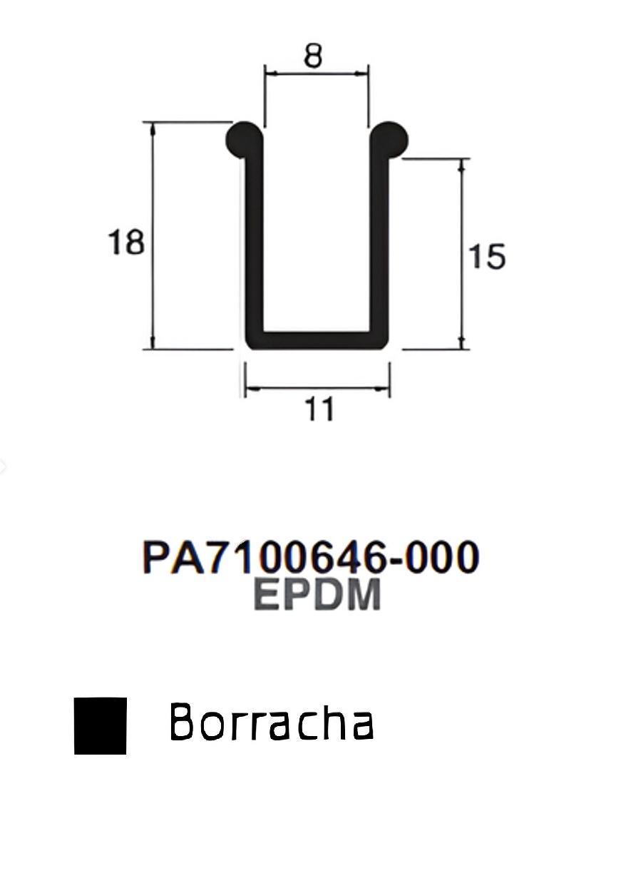 Perfil Borracha Sólido 18x11- EPDM