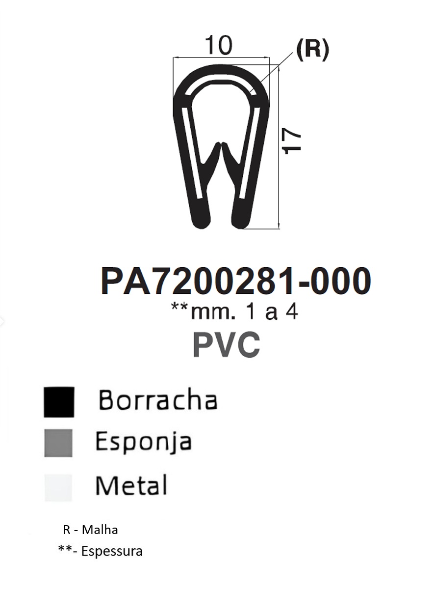 Perfil em U - 17x10 - PVC