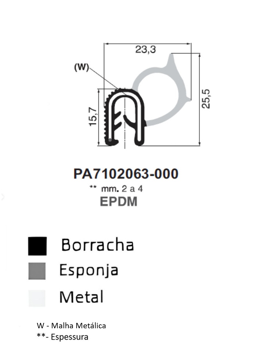 Perfil Borracha 15.7x23.3 - EPDM