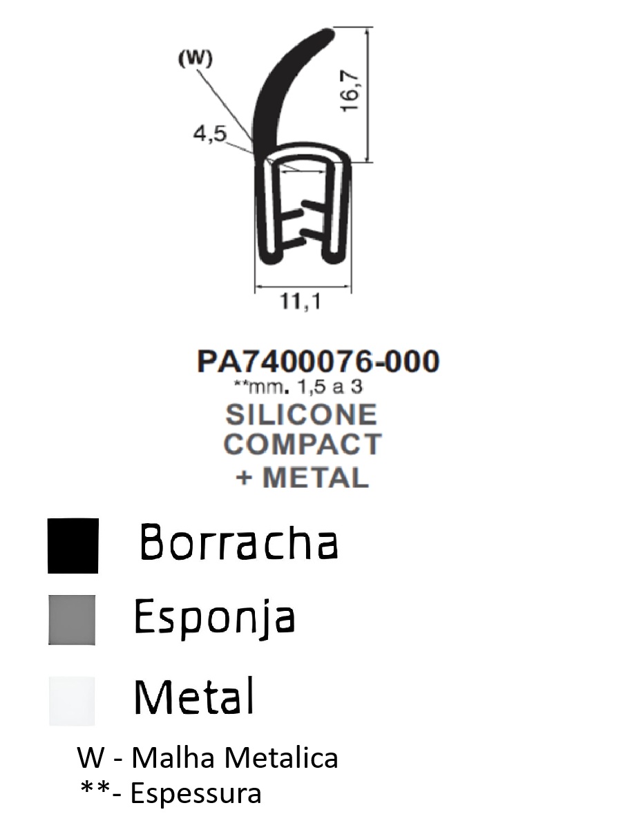Perfil em Silicone Compacto 16.7x11.1