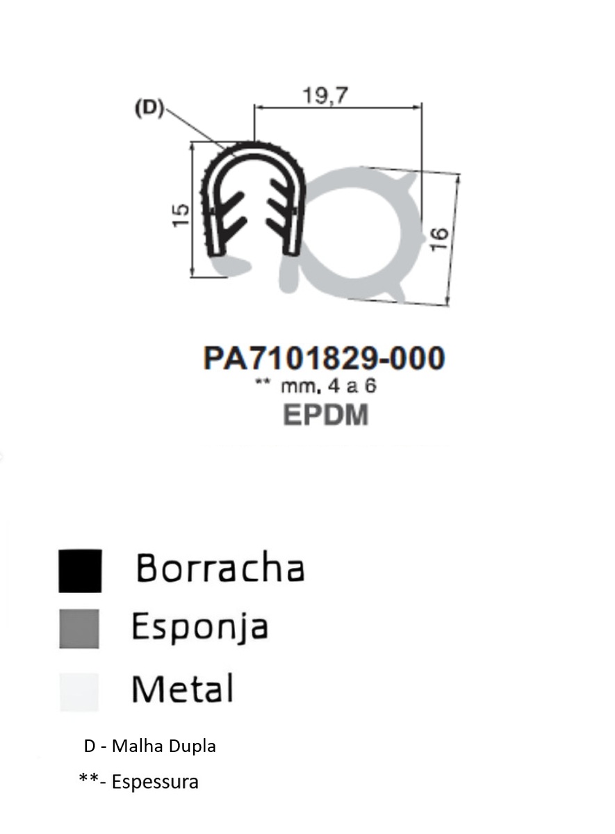 Perfil Borracha  15x19.7 - EPDM