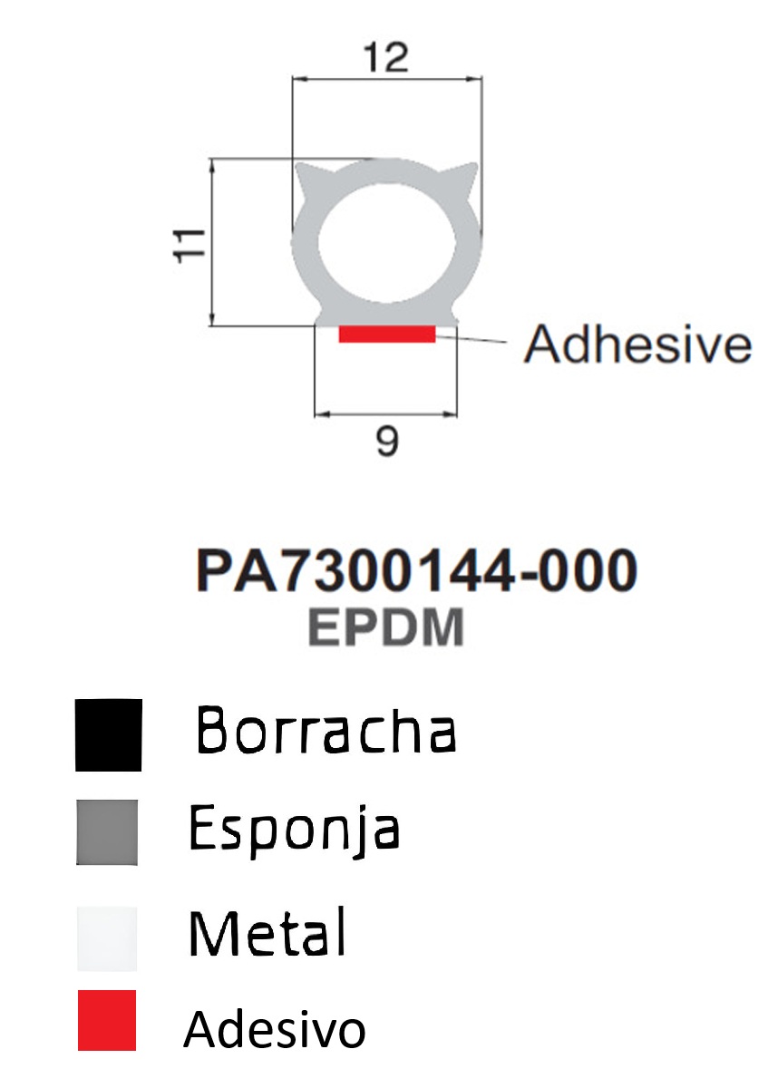 Perfil De Borracha em Meia Lua c/ Adesivo