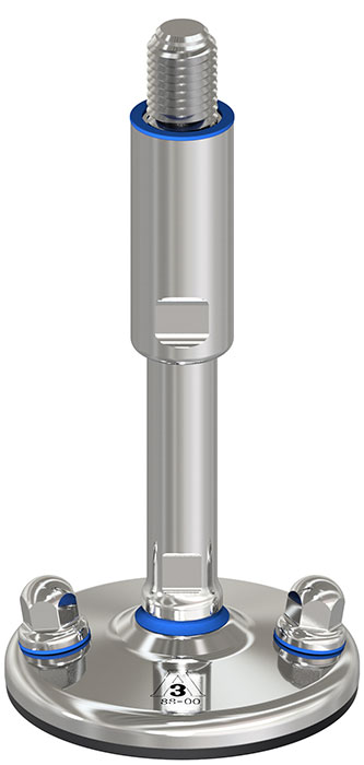 Hygienic Machine Foot 3A, Solid, Vulcanized, Bolt/Down