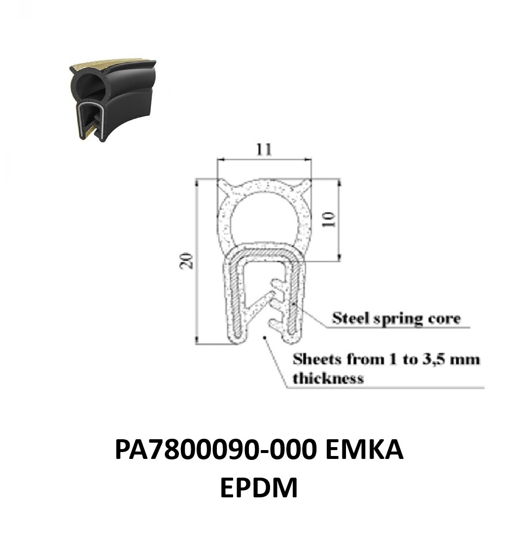 Perfil Borracha Condutivo 20x11 - EPDM