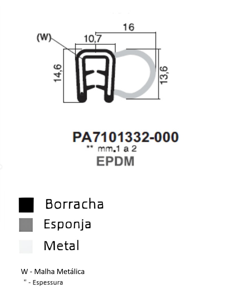 Perfil  Duplo 14,5x16 - EPDM