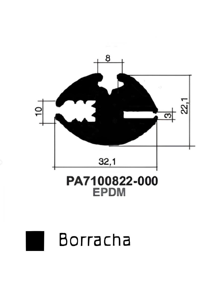 Perfil Borracha para Janela 22.1x32.1- EPDM
