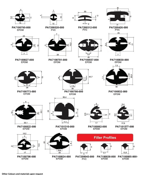 PERFIL DE BORRACHA PARA JANELAS - WINDSSCREEN SEALS RUBBER PROFILES.