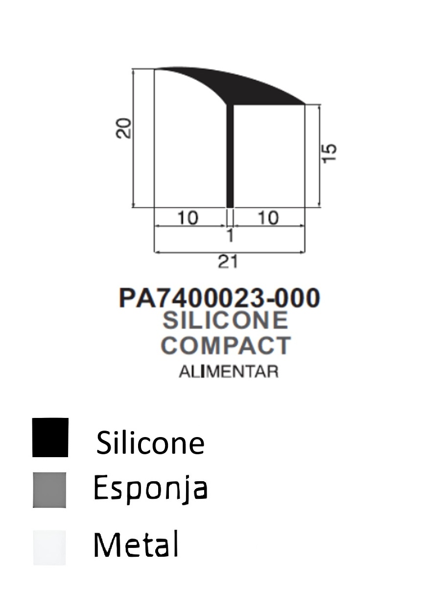 Perfil em Silicone Compacto 20x21