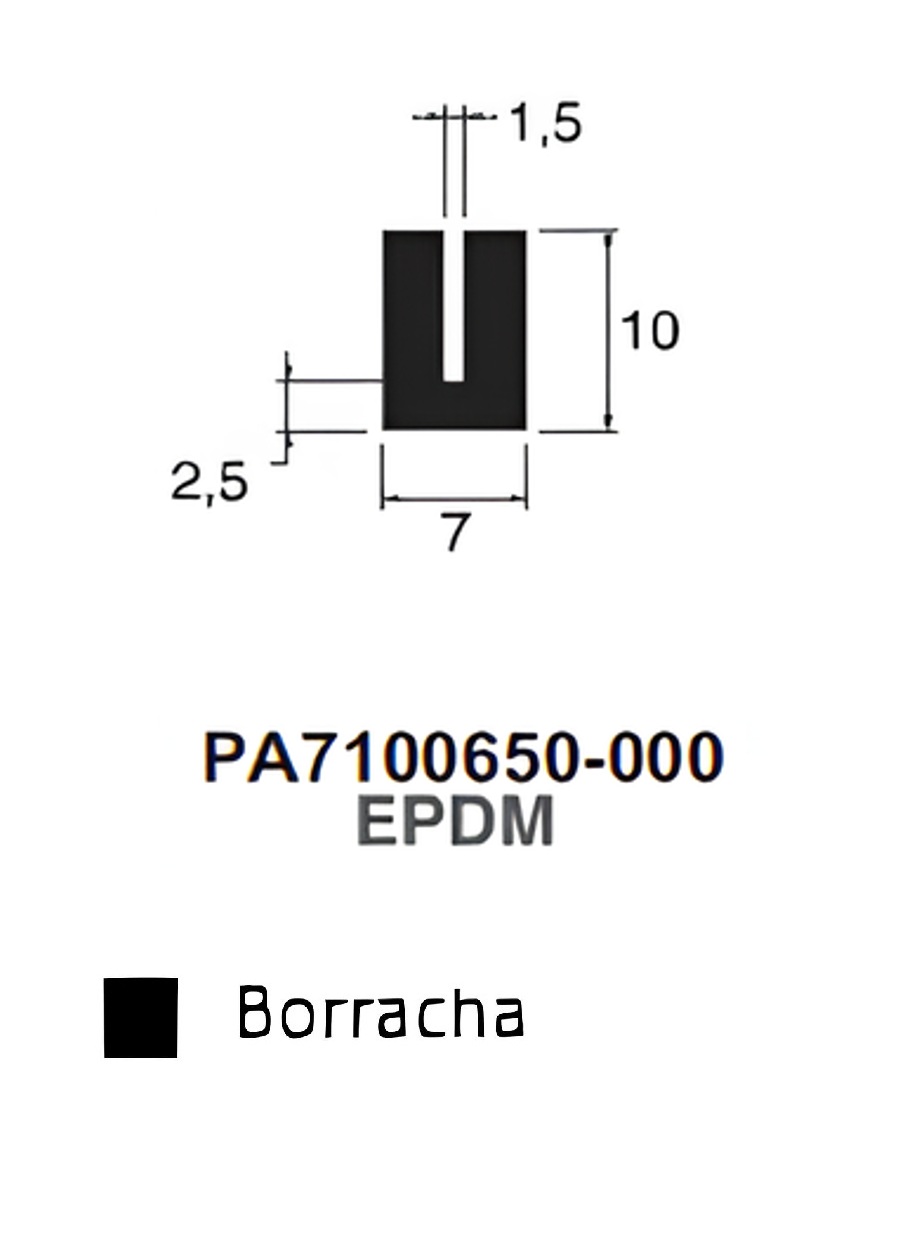 Perfil Borracha Sólido 10x7- EPDM